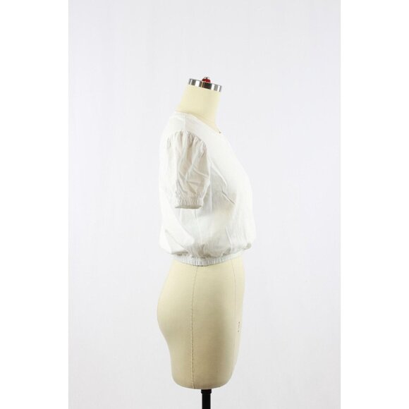 Aritzia WILFRED Piaf White Cotton Cropped Elastic Waist T-Shirt, Size XS - Picture 2 of 15